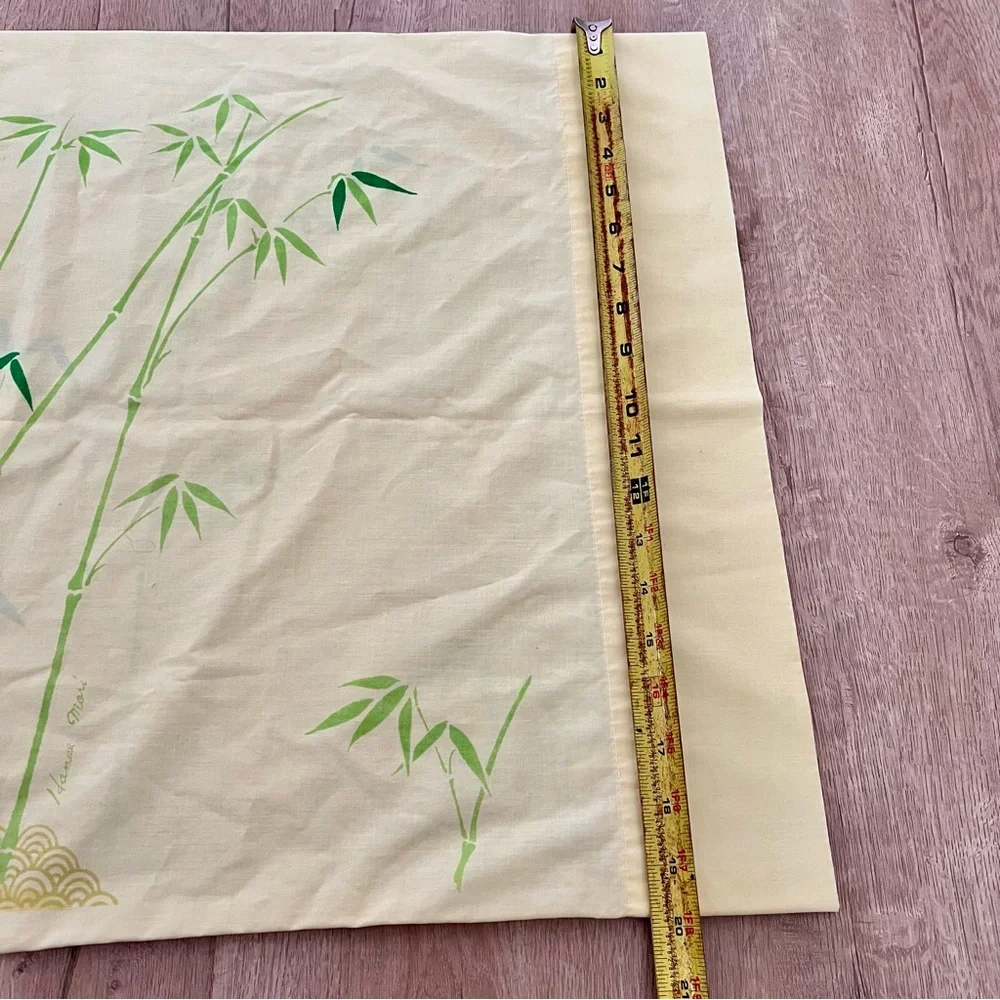 Vintage Hanae Mori Bamboo Yellow Green Pillowcases Standard Cotton Blend 30”x20”